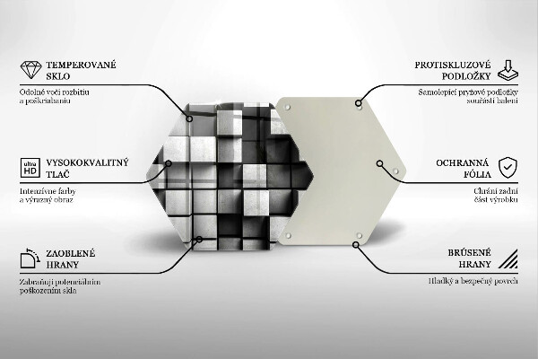 Üveg vágódeszka Absztrakt 3D négyzetek