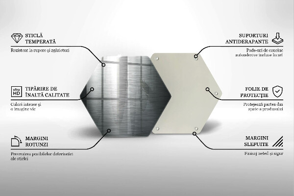 Üveg vágódeszka Fém textúra