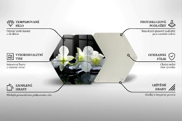 Üveg vágódeszka Fehér virágok a zen vízben