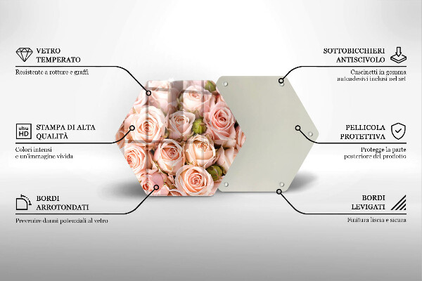Üveg vágódeszka Csokor finom rózsa