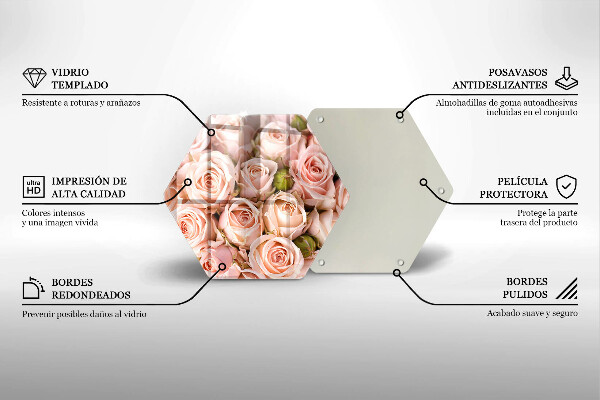 Üveg vágódeszka Csokor finom rózsa
