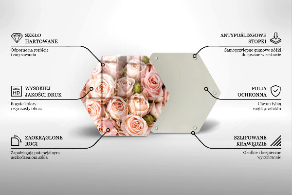 Üveg vágódeszka Csokor finom rózsa