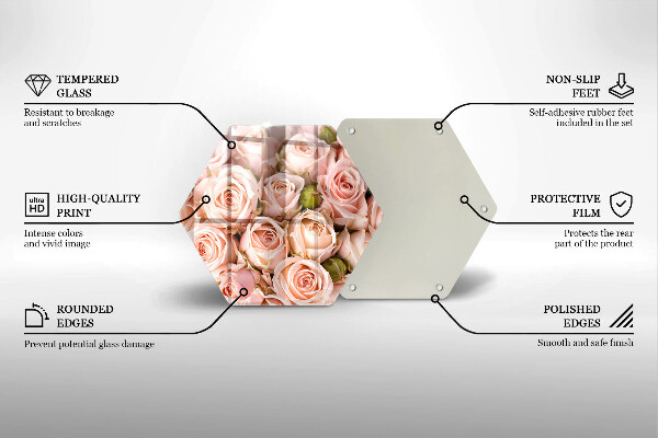 Üveg vágódeszka Csokor finom rózsa