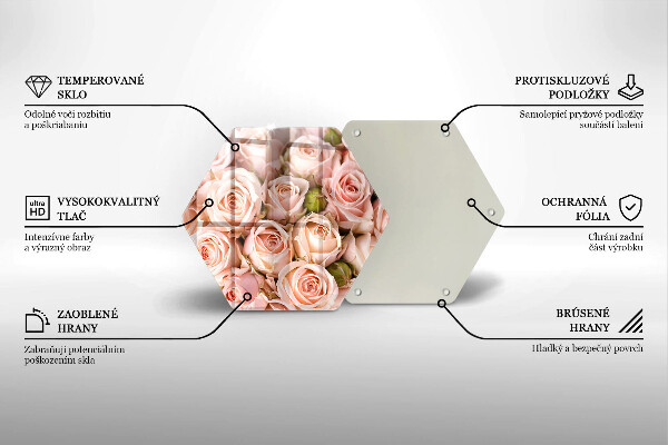 Üveg vágódeszka Csokor finom rózsa