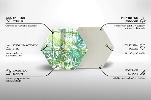 Üveg vágódeszka Akvarell boho levelek