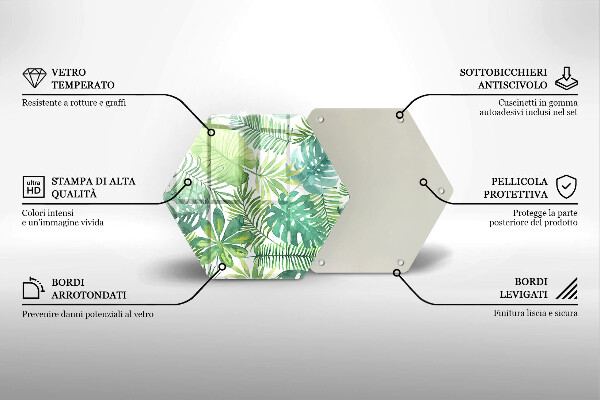 Üveg vágódeszka Akvarell boho levelek