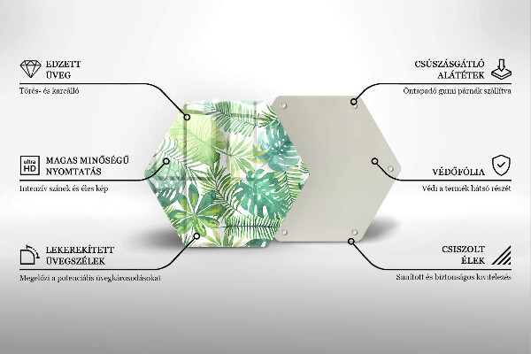 Üveg vágódeszka Akvarell boho levelek