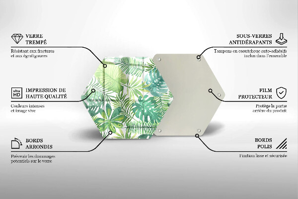 Üveg vágódeszka Akvarell boho levelek