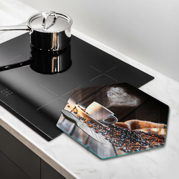 Üveg vágódeszka Kávéscsésze és szív