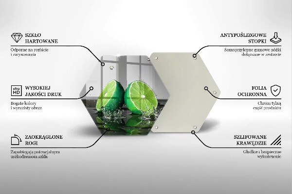 Üveg vágódeszka Lédús lime és víz