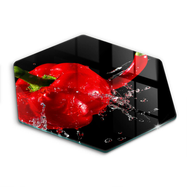 Üveg vágódeszka Piros paprika vízben