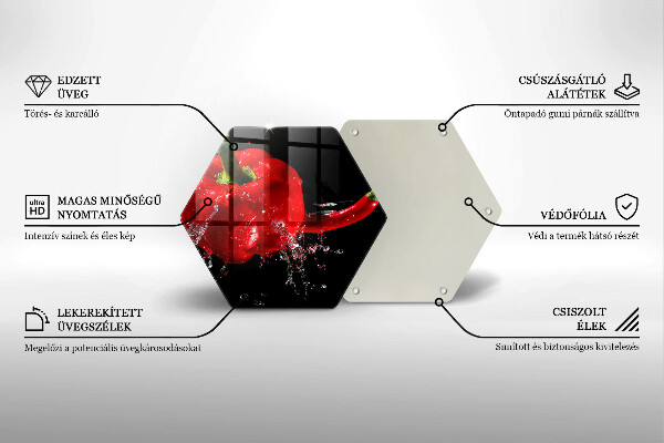 Üveg vágódeszka Piros paprika vízben