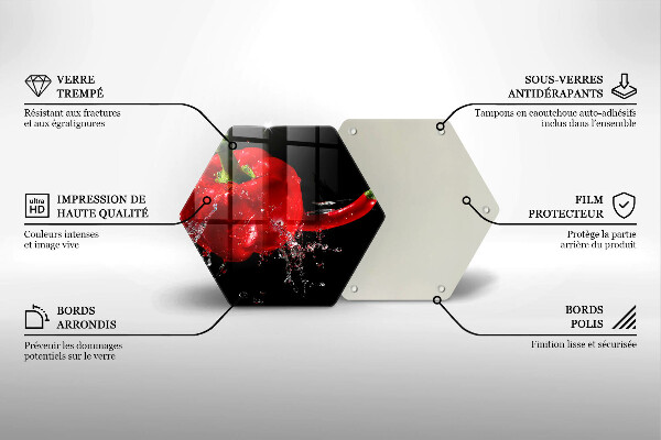 Üveg vágódeszka Piros paprika vízben