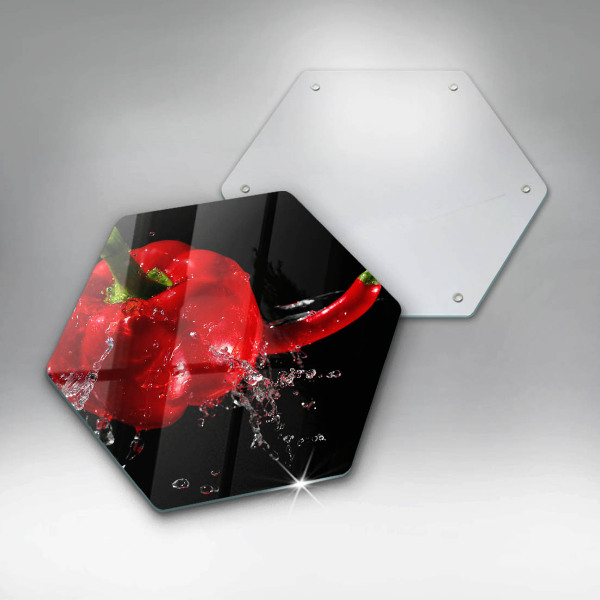 Üveg vágódeszka Piros paprika vízben