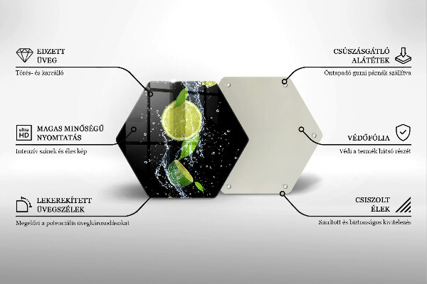 Üveg vágódeszka Lédús lime vízben