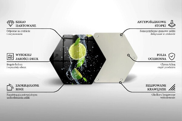 Üveg vágódeszka Lédús lime vízben