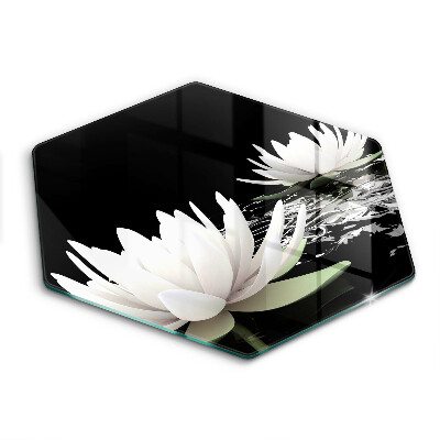 Üveg vágódeszka Fehér liliomok a vízen