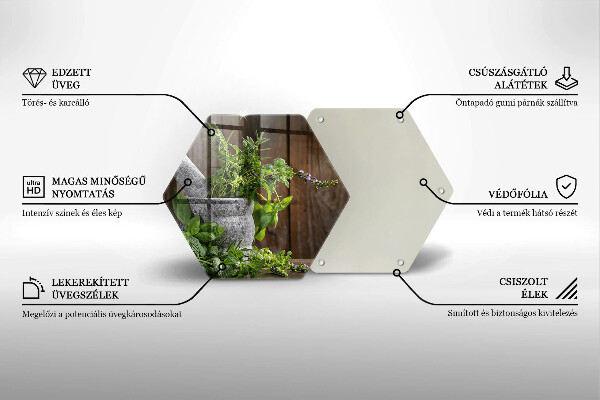 Üveg vágódeszka Gyógynövényeket és fát ültet