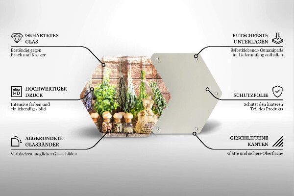 Üveg vágódeszka Gyógynövények fűszerek és fa