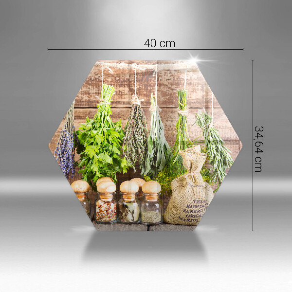 Üveg vágódeszka Gyógynövények fűszerek és fa