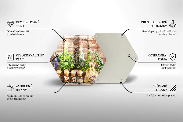 Üveg vágódeszka Gyógynövények fűszerek és fa