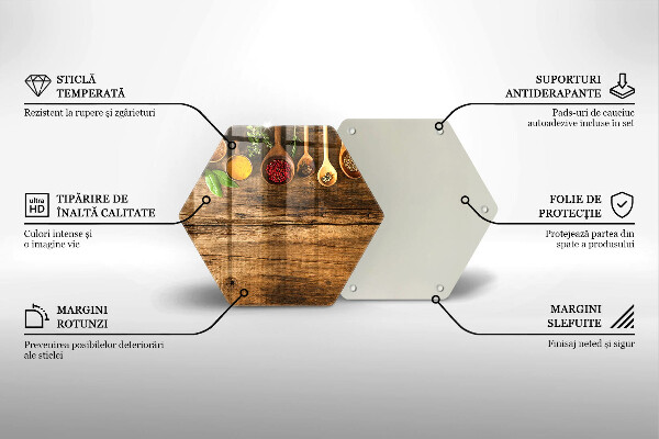 Üveg vágódeszka Fakanál fűszerek