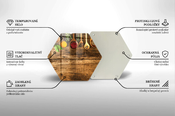 Üveg vágódeszka Fakanál fűszerek