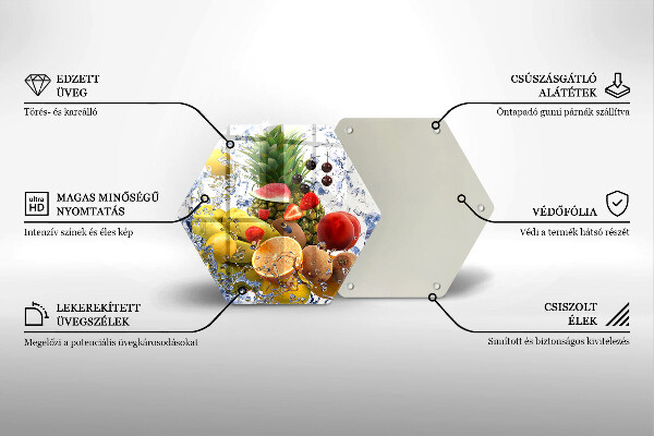 Üveg vágódeszka Lédús gyümölcs és víz