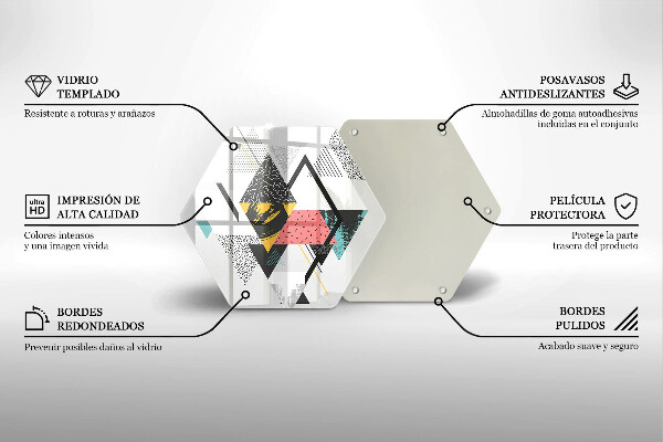 Üveg vágódeszka Absztrakt háromszögek