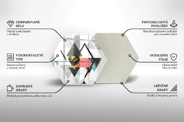 Üveg vágódeszka Absztrakt háromszögek