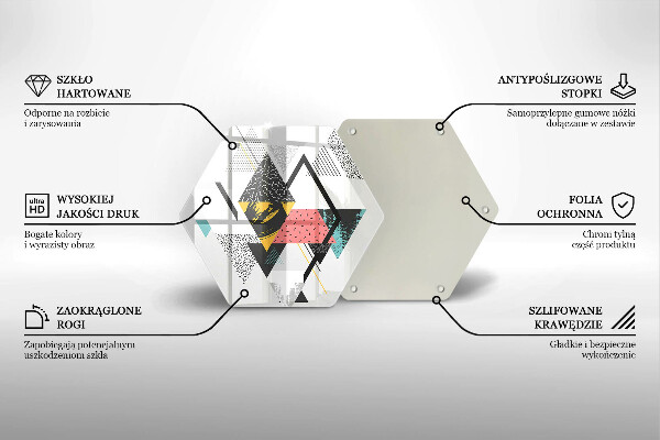 Üveg vágódeszka Absztrakt háromszögek