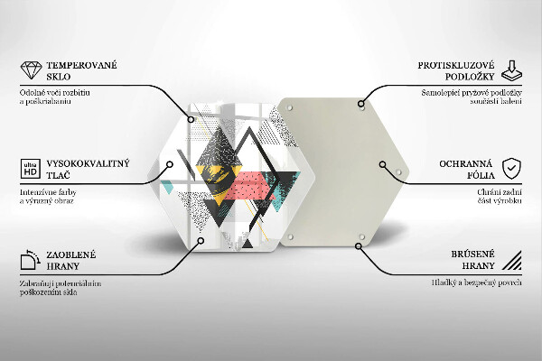 Üveg vágódeszka Absztrakt háromszögek