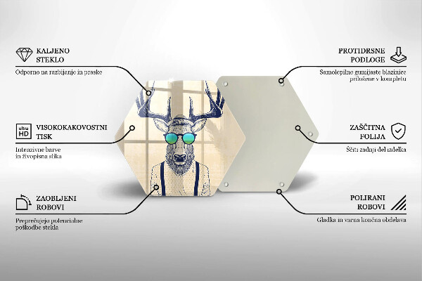 Üveg vágódeszka Szarvas ember illusztráció