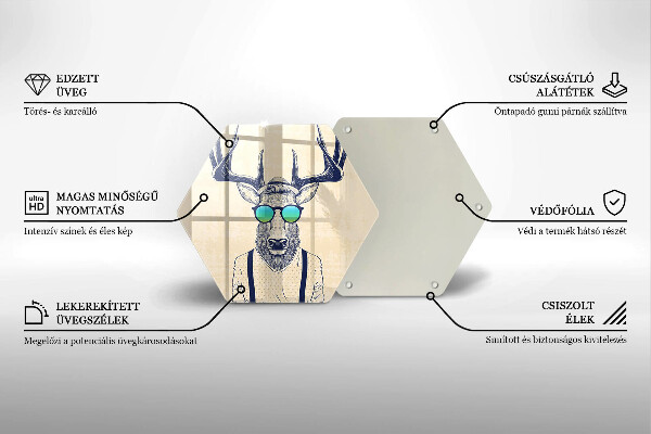 Üveg vágódeszka Szarvas ember illusztráció