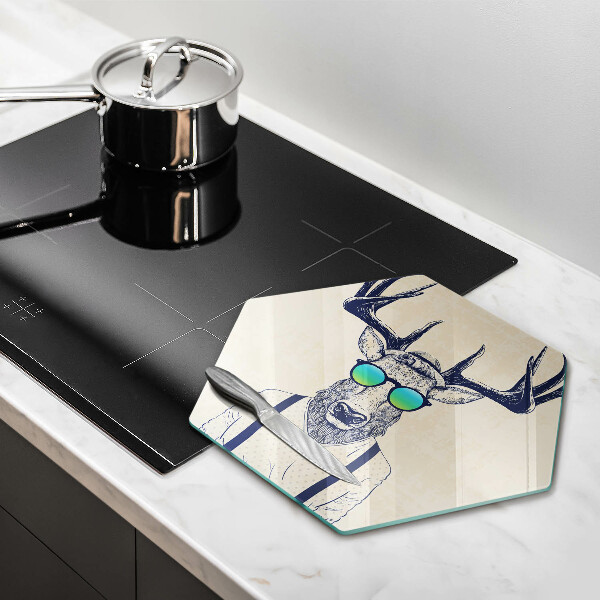 Üveg vágódeszka Szarvas ember illusztráció