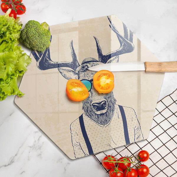 Üveg vágódeszka Szarvas ember illusztráció