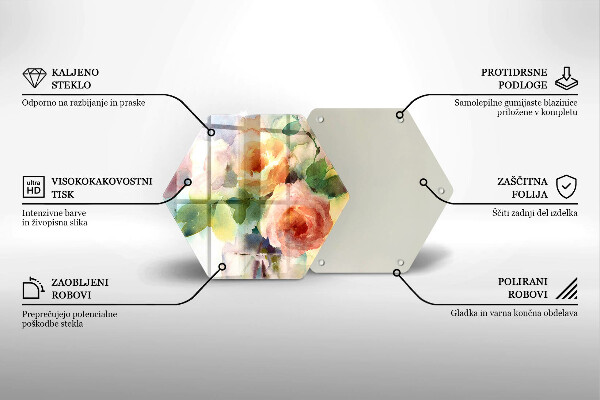 Üveg vágódeszka Festett virágok