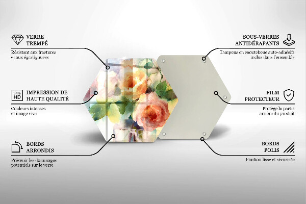 Üveg vágódeszka Festett virágok