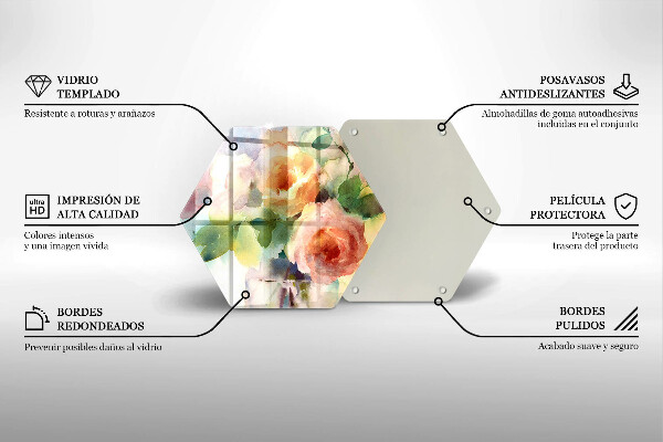 Üveg vágódeszka Festett virágok