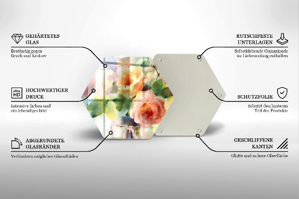 Üveg vágódeszka Festett virágok