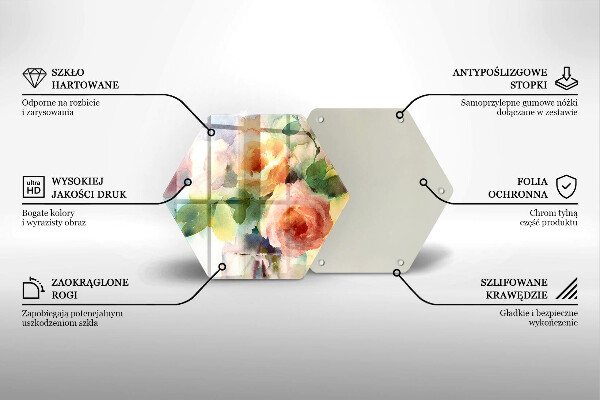 Üveg vágódeszka Festett virágok