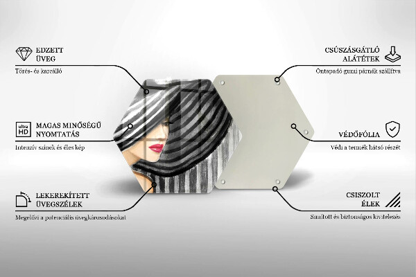 Üveg vágódeszka Nő kalapban