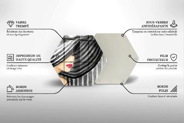 Üveg vágódeszka Nő kalapban