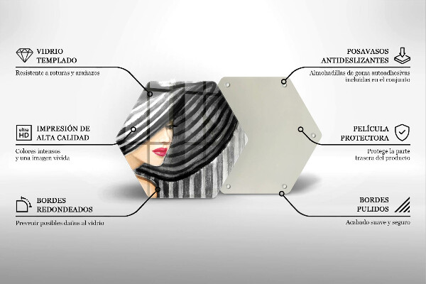 Üveg vágódeszka Nő kalapban