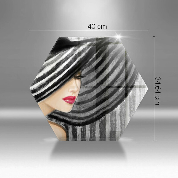 Üveg vágódeszka Nő kalapban