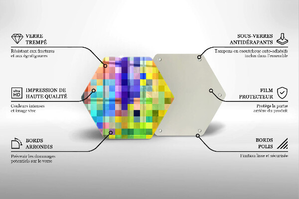 Üveg vágódeszka Színes pixel négyzetek