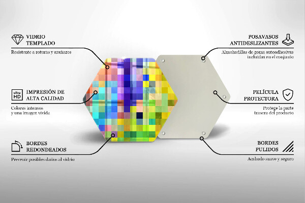 Üveg vágódeszka Színes pixel négyzetek