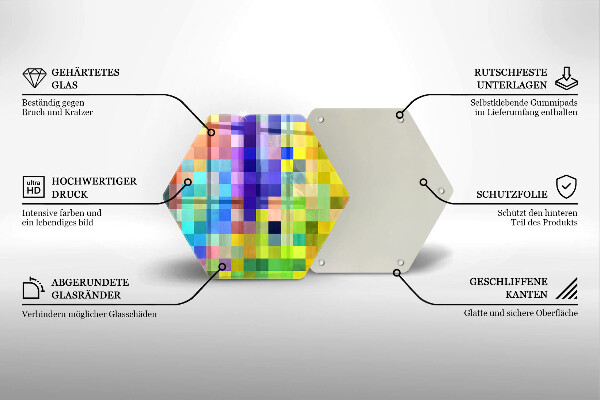 Üveg vágódeszka Színes pixel négyzetek