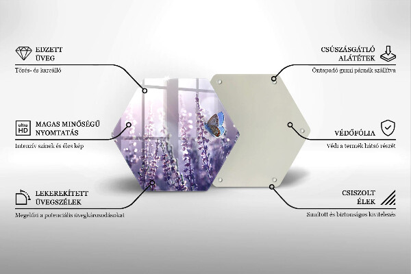 Üveg vágódeszka Vadvirágok és a pillangó