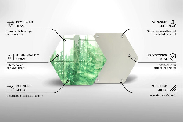 Üveg vágódeszka Festett erdő